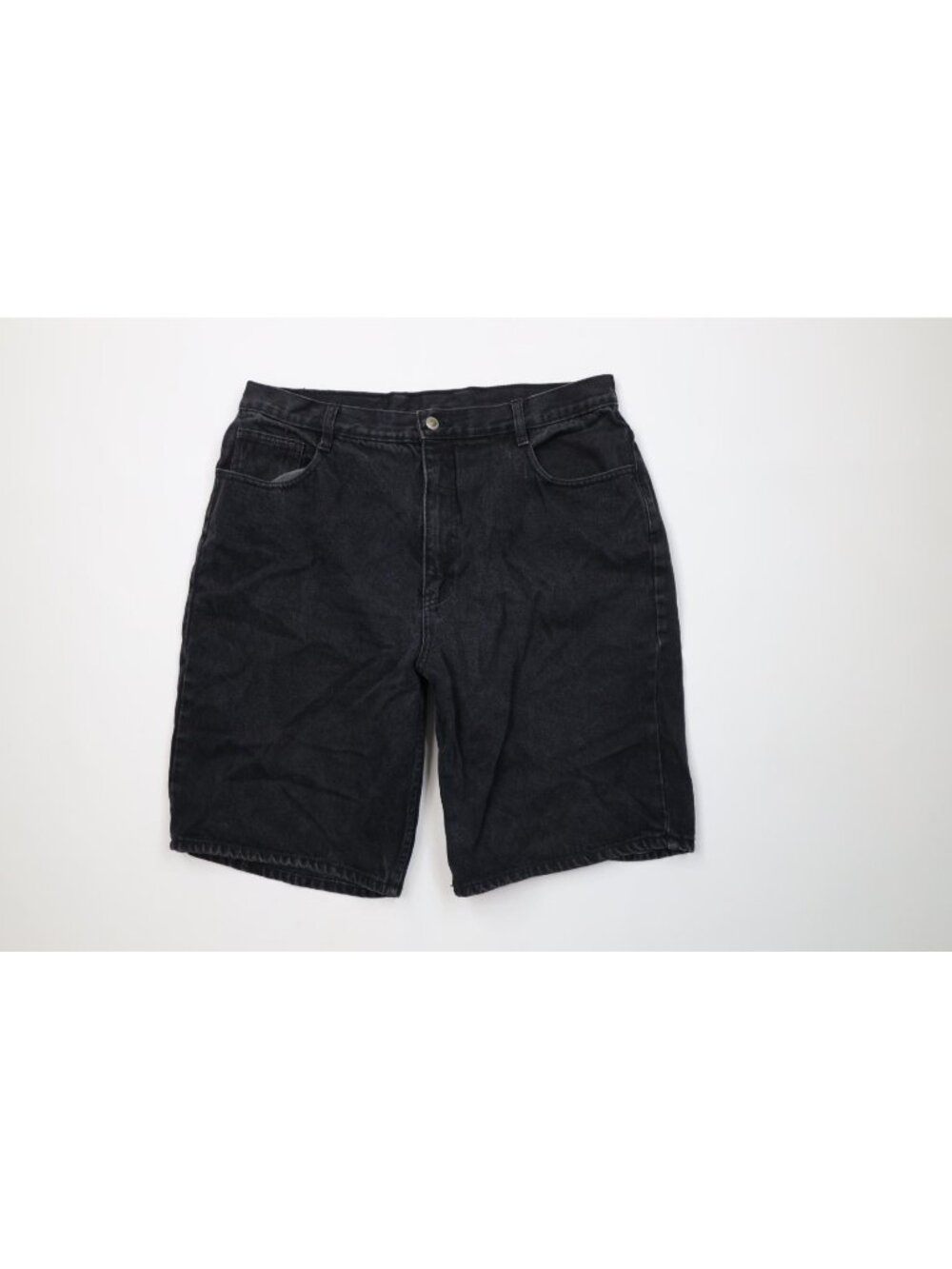 Vintage 90s Y2K Streetwear Mens 36 Faded Baggy Fit Denim Jean Shorts Jorts Black